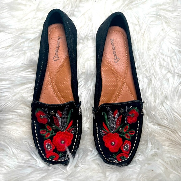 Beartraps Otella Embroidered Suede Loafer/Moccasin Size 7 Black Beautiful Flats - Picture 5 of 9